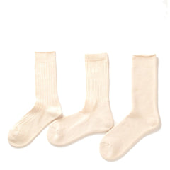 RoToTo Organic Daily 3 Pack Crew Socks Ecru RoToTo