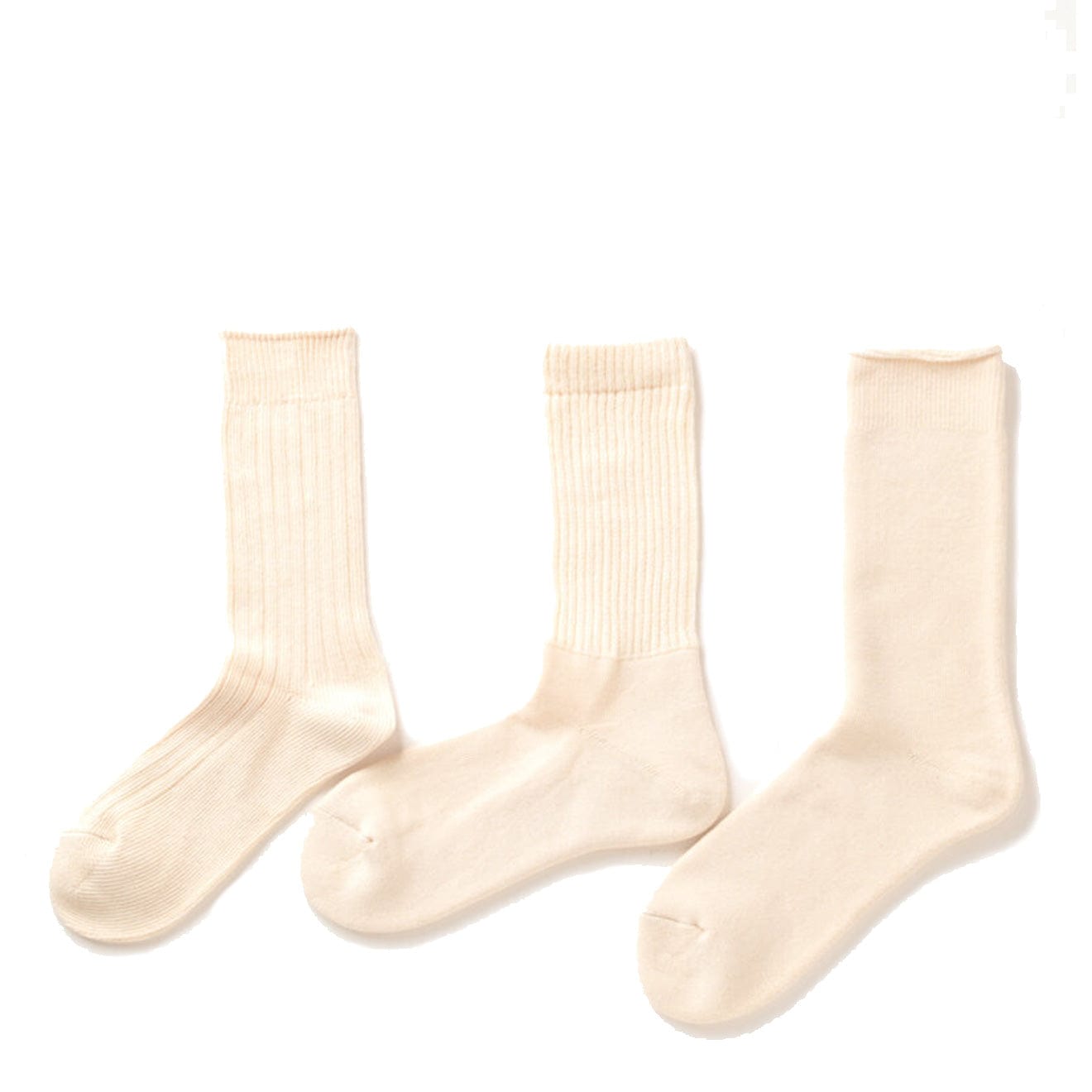 RoToTo Organic Daily 3 Pack Crew Socks Ecru RoToTo