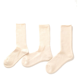 RoToTo Organic Daily 3 Pack Crew Socks Ecru RoToTo