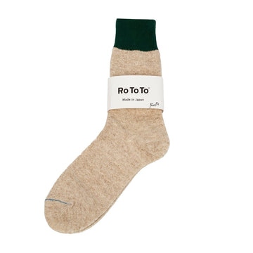 RoToTo Double Face Socks Green / Medium Beige RoToTo
