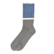 Rototo Bicolor Ribbed Crew Socks Light Blue / Dark Gray RoToTo