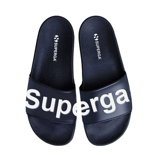 Superga Womens PUU Sliders Blue Navy / White Superga