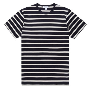 Sunspel Classic T-Shirt Navy / Ecru Breton Stripe Sunspel