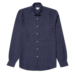 Sunspel Linen Shirt Navy Melange Sunspel