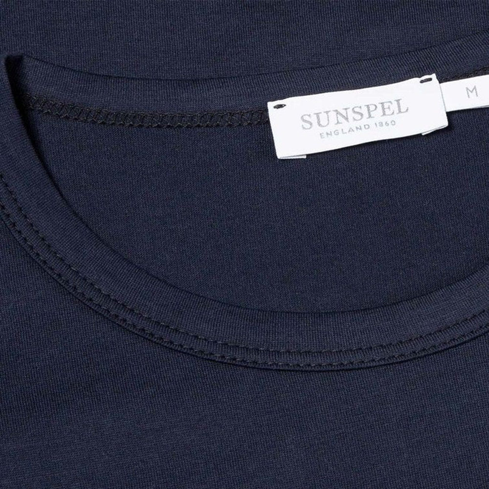 Sunspel Long Sleeve Crew Neck T-Shirt Navy Sunspel