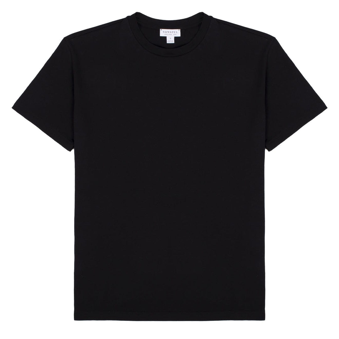 Sunspel Womens Boy Fit Crew Neck T-Shirt Black Sunspel