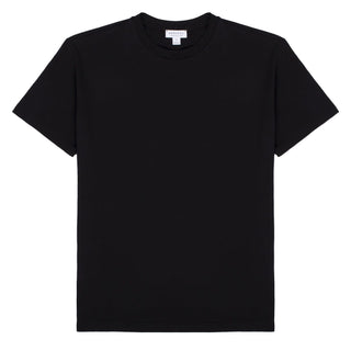 Sunspel Womens Boy Fit Crew Neck T-Shirt Black Sunspel