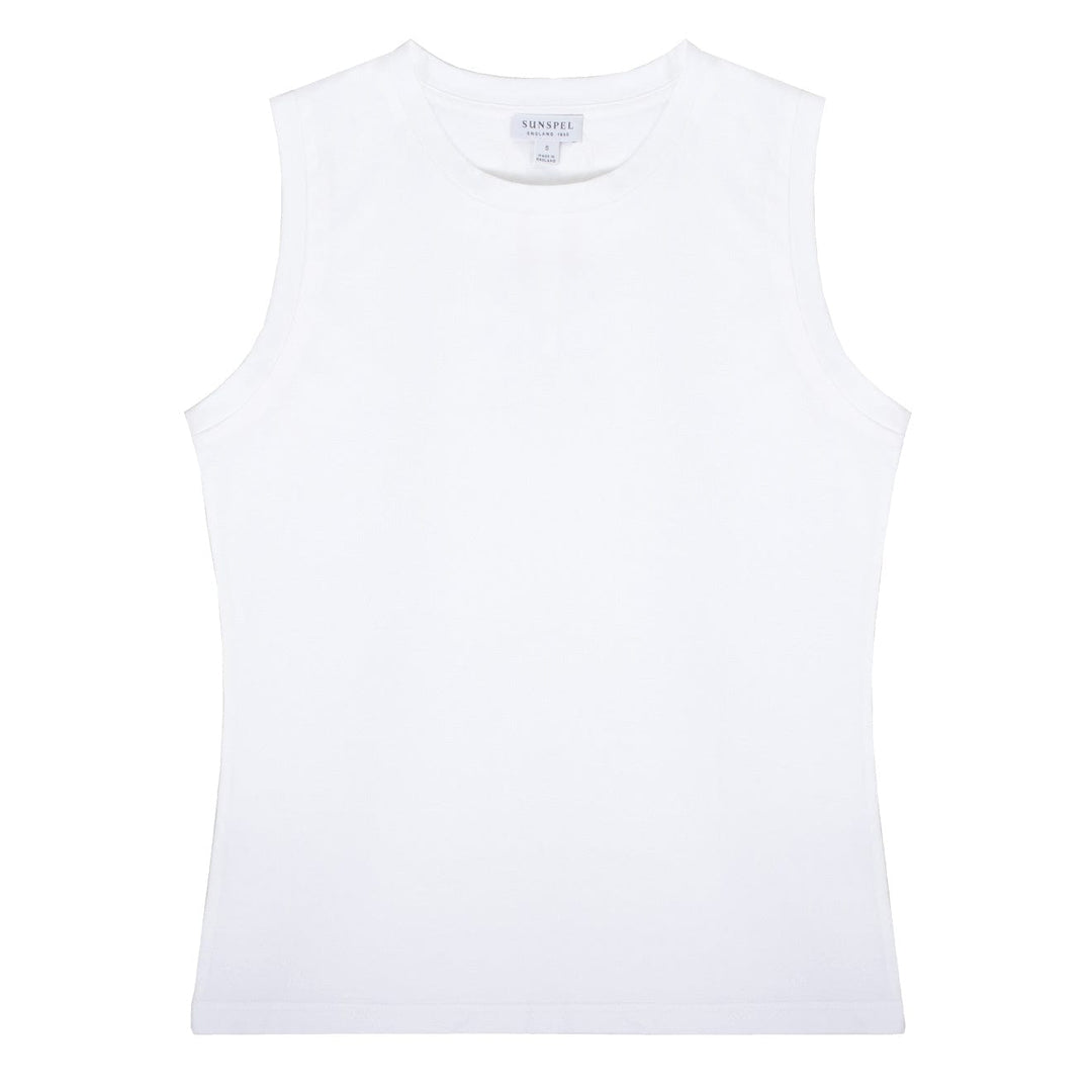 Sunspel Womens Boy Fit Tank T-Shirt White Sunspel