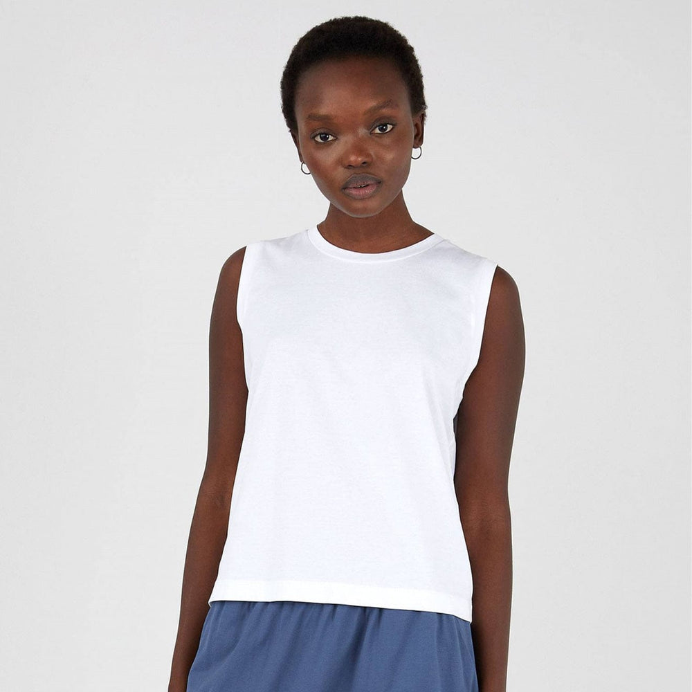 Sunspel Womens Boy Fit Tank T-Shirt White Sunspel