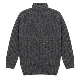 Sunspel Womens Chunky Roll Neck Jumper Black / Grey Twist Sunspel