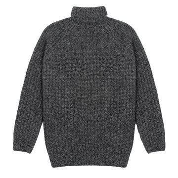 Sunspel Womens Chunky Roll Neck Jumper Black / Grey Twist Sunspel