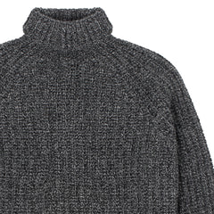 Sunspel Womens Chunky Roll Neck Jumper Black / Grey Twist Sunspel