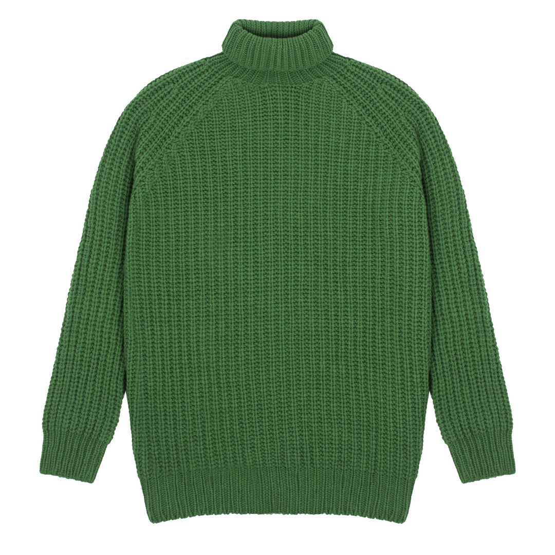 Sunspel Womens Chunky Roll Neck Jumper Bright Green Sunspel
