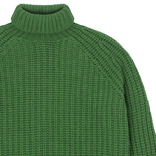 Sunspel Womens Chunky Roll Neck Jumper Bright Green Sunspel