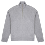 Sunspel Womens Half Zip Loopback Sweatshirt Grey Melange Sunspel