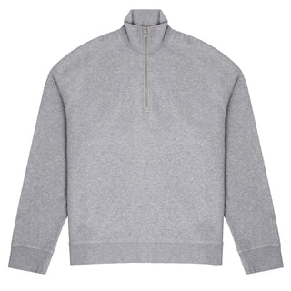 Sunspel Womens Half Zip Loopback Sweatshirt Grey Melange Sunspel