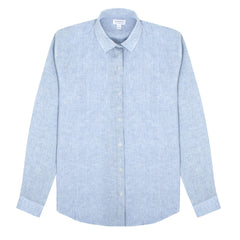 Sunspel Womens LS Linen Shirt Blue Mist Sunspel