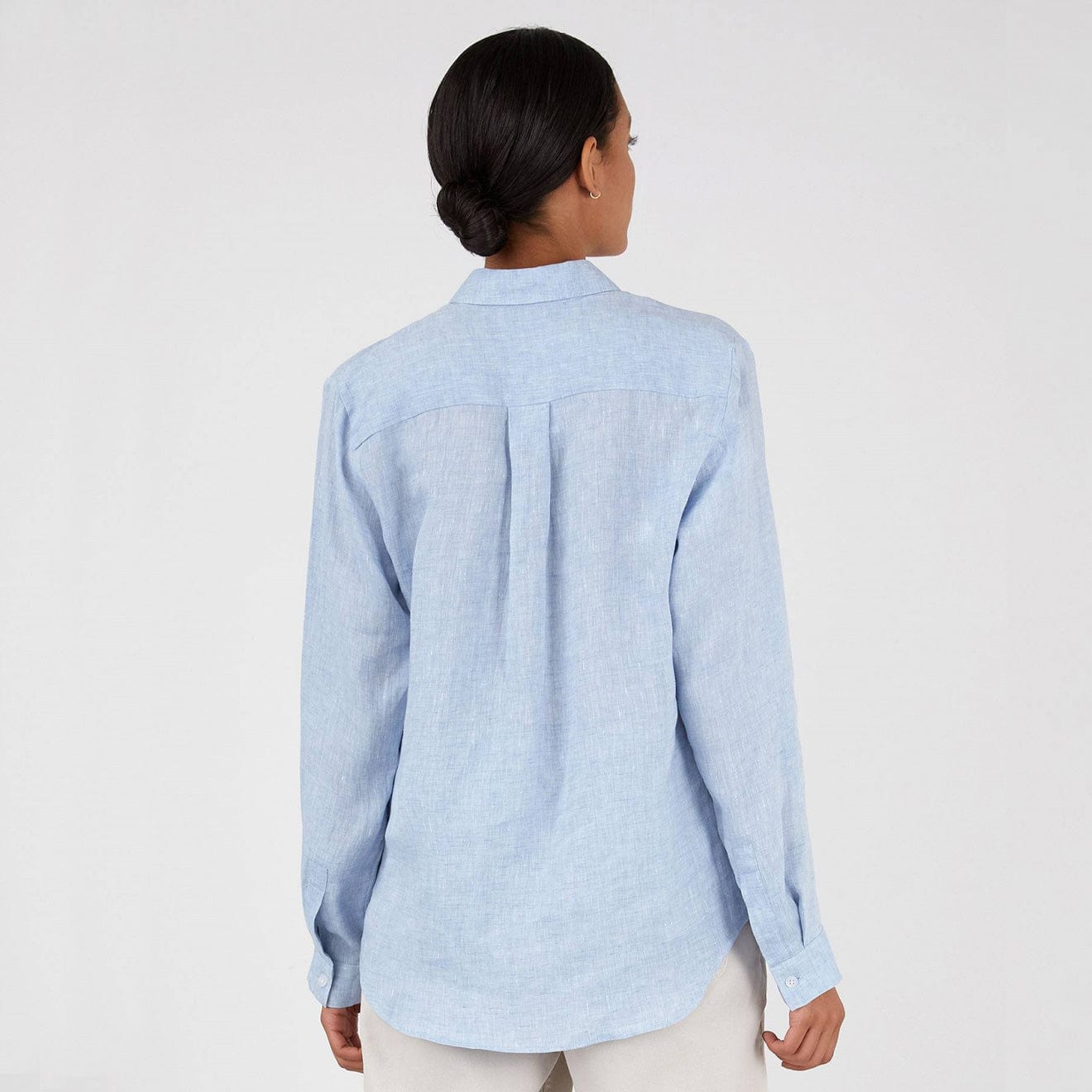 Sunspel Womens LS Linen Shirt Blue Mist Sunspel