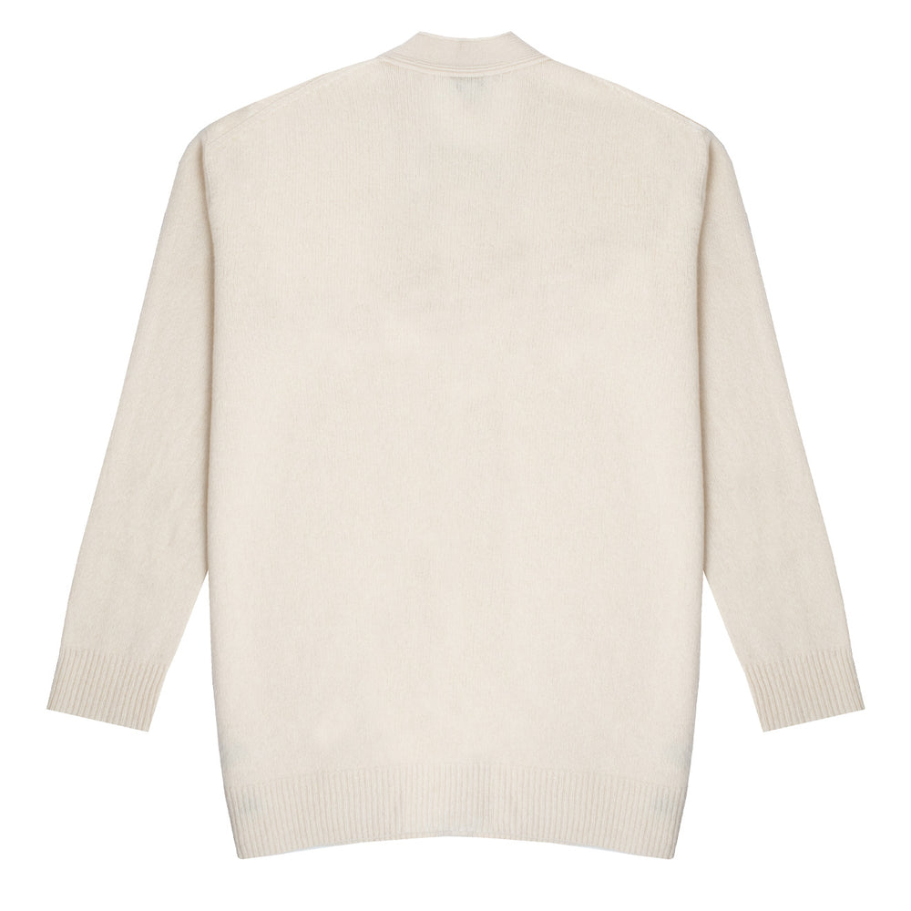 Sunspel Womens Lambswool Cardigan Ecru Sunspel