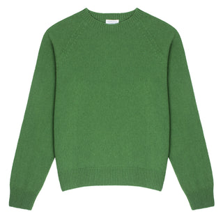 Sunspel Womens Lambswool Crew Neck Jumper Bright Green Sunspel