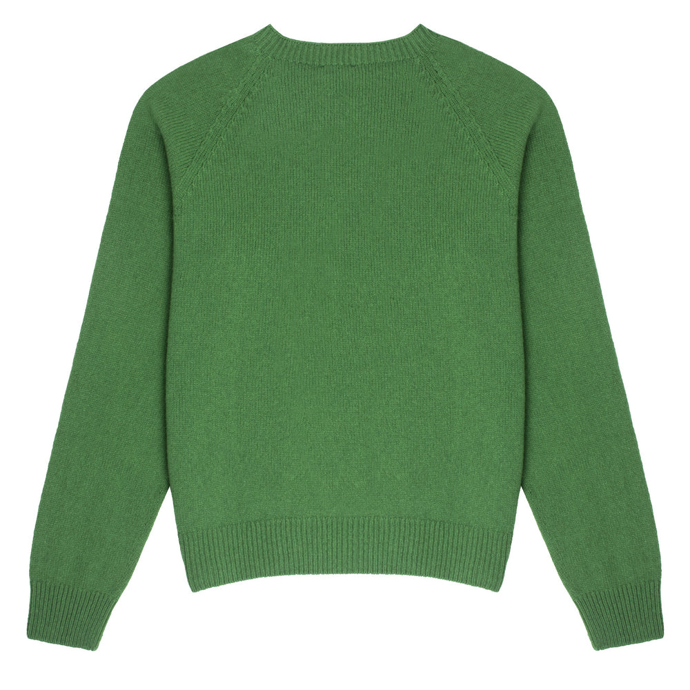 Sunspel Womens Lambswool Crew Neck Jumper Bright Green Sunspel