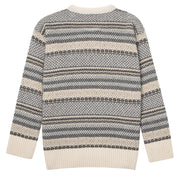 Sunspel Womens Lambswool Fairisle Jumper Ecru / Camel / Charcoal Fairisle Sunspel