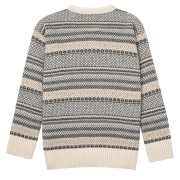 Sunspel Womens Lambswool Fairisle Jumper Ecru / Camel / Charcoal Fairisle Sunspel