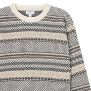 Sunspel Womens Lambswool Fairisle Jumper Ecru / Camel / Charcoal Fairisle Sunspel