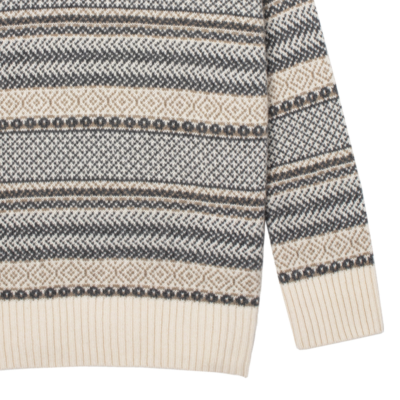 Sunspel Womens Lambswool Fairisle Jumper Ecru / Camel / Charcoal Fairisle Sunspel