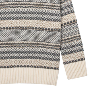 Sunspel Womens Lambswool Fairisle Jumper Ecru / Camel / Charcoal Fairisle Sunspel