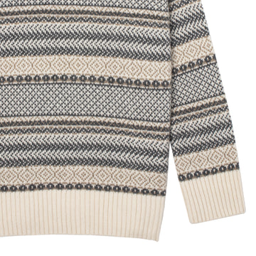 Sunspel Womens Lambswool Fairisle Jumper Ecru / Camel / Charcoal Fairisle Sunspel