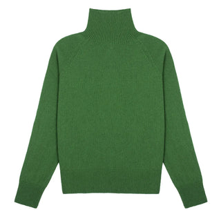 Sunspel Womens Lambswool Funnel Neck Jumper Bright Green Sunspel