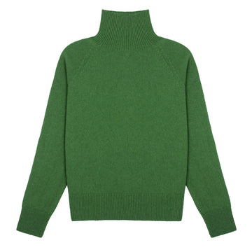 Sunspel Womens Lambswool Funnel Neck Jumper Bright Green Sunspel