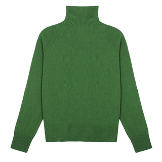 Sunspel Womens Lambswool Funnel Neck Jumper Bright Green Sunspel