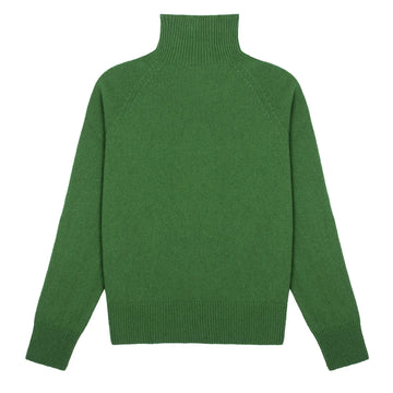 Sunspel Womens Lambswool Funnel Neck Jumper Bright Green Sunspel