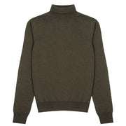 Sunspel Womens Merino Silk Roll Neck Sweater Dark Moss Sunspel