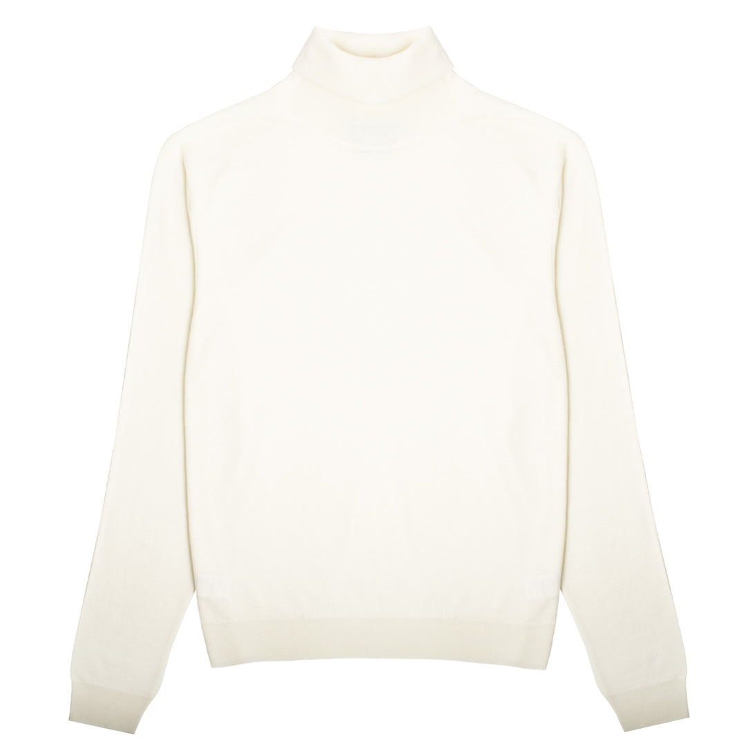 Sunspel Womens Merino Silk Roll Neck Sweater Ivory Sunspel