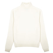 Sunspel Womens Merino Silk Roll Neck Sweater Ivory Sunspel