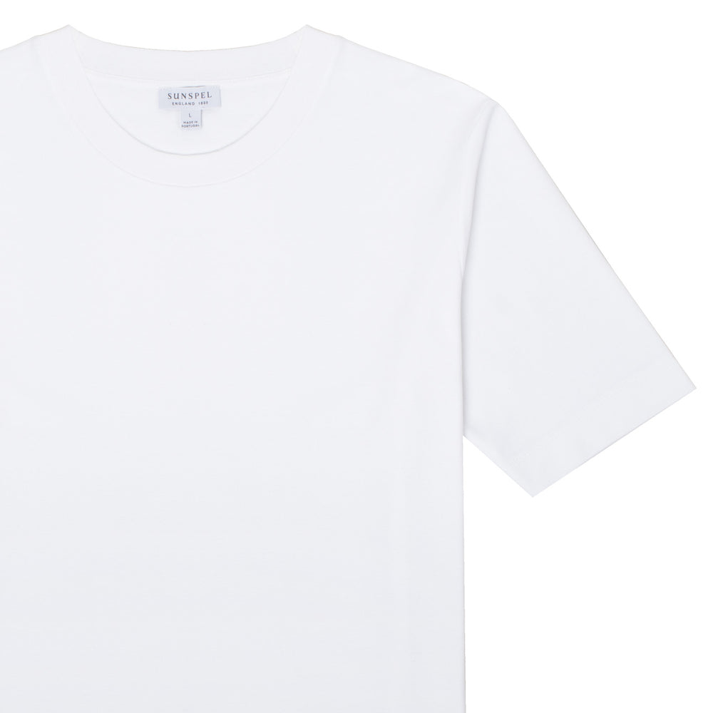 Sunspel Womens Mid Sleeve T-Shirt White Sunspel