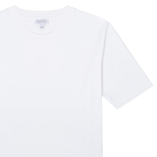 Sunspel Womens Mid Sleeve T-Shirt White Sunspel