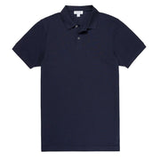 Sunspel Pique Polo Shirt Navy Sunspel
