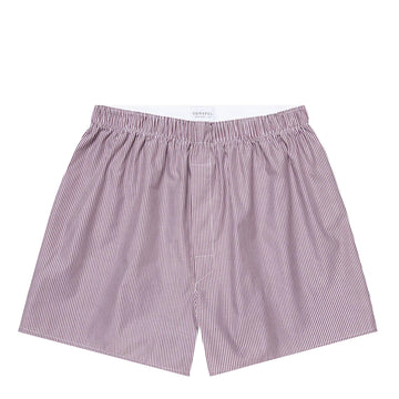 Sunspel Poplin Boxer Shorts Port / White Bar Stripe Sunspel