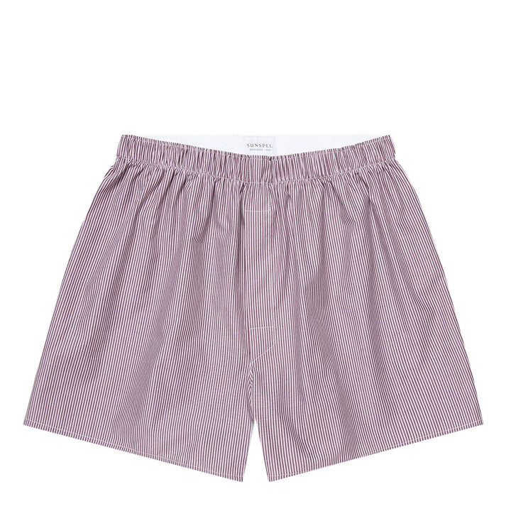 Sunspel Poplin Boxer Shorts Port / White Bar Stripe Sunspel