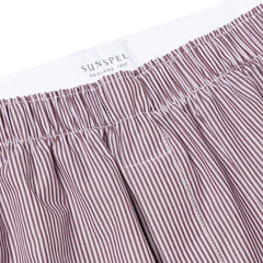 Sunspel Poplin Boxer Shorts Port / White Bar Stripe Sunspel