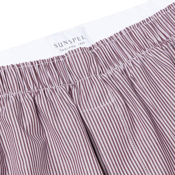 Sunspel Poplin Boxer Shorts Port / White Bar Stripe Sunspel