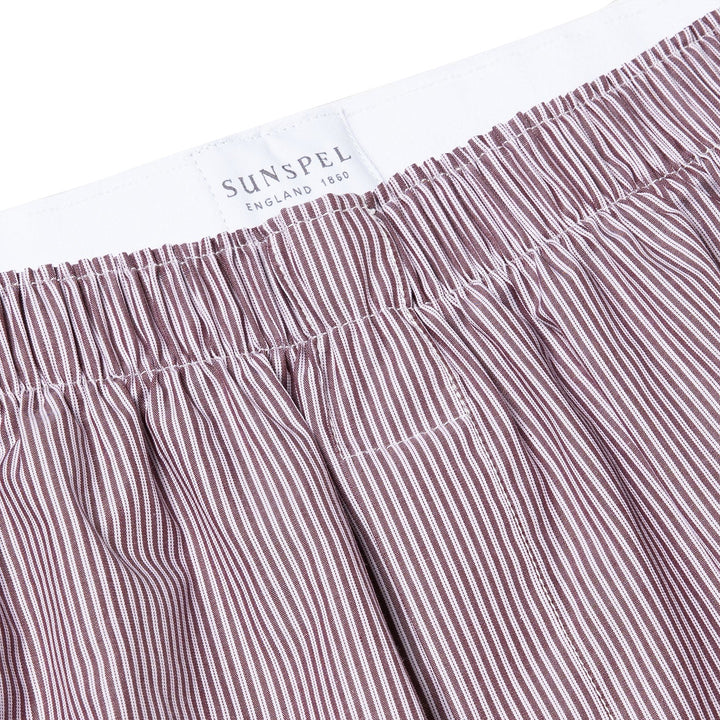 Sunspel Poplin Boxer Shorts Port / White Bar Stripe Sunspel