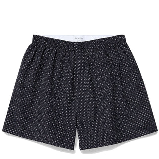 Sunspel Printed Boxer Short Navy Diamond Spot Sunspel