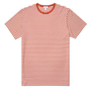 Sunspel S/S Crew Neck T-Shirt White / Burnt Sienna English Stripe Sunspel