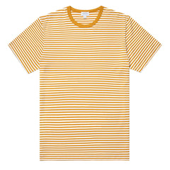 Sunspel S/S Crew Neck T-Shirt White / Cider English Stripe Sunspel