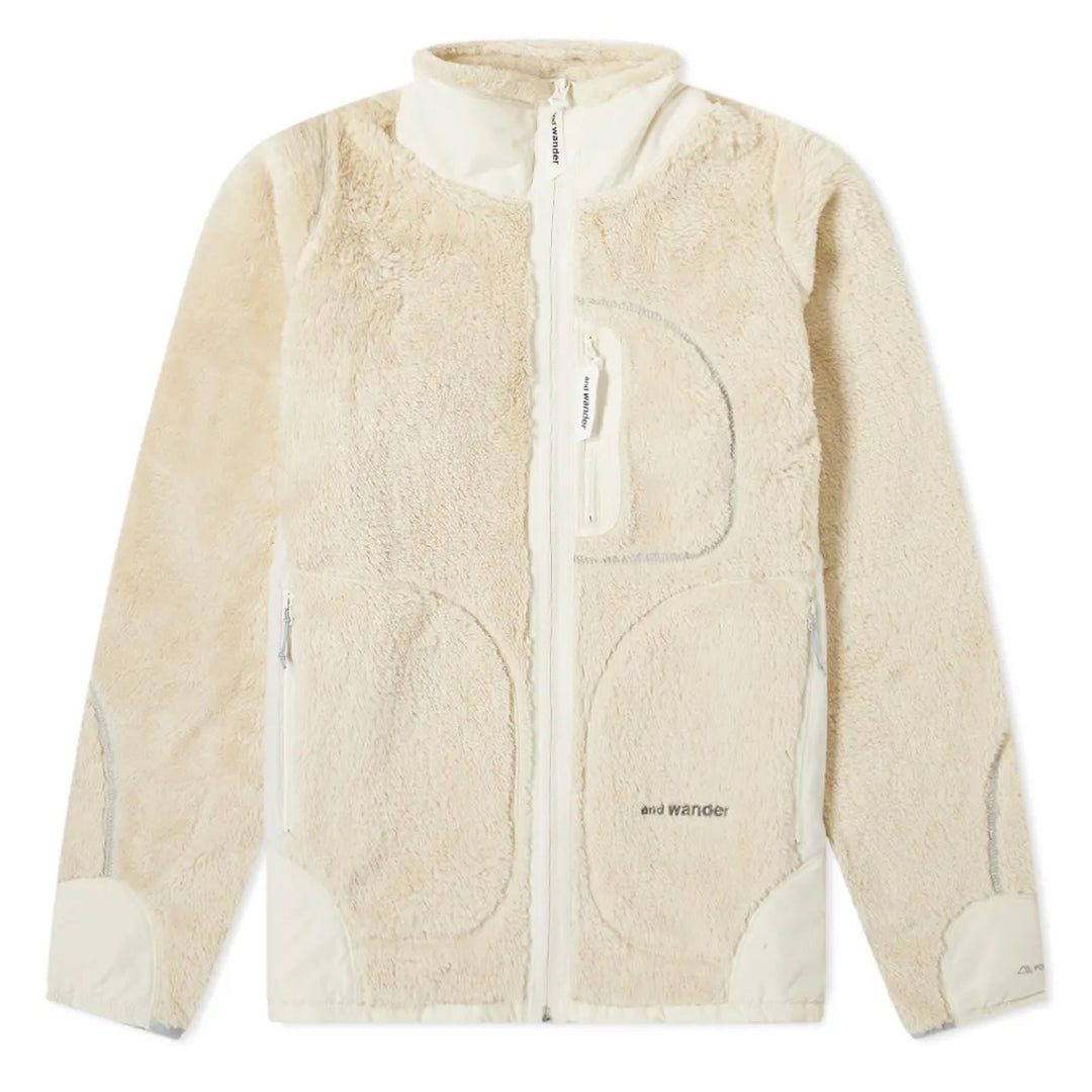 And Wander High Loft Fleece Jacket Off White - Parasol Store